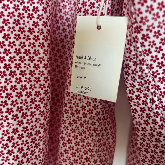 Frank & Eileen Red tiny flowers Patterned women’s Shirt size medium NWT - Picture 3 of 10